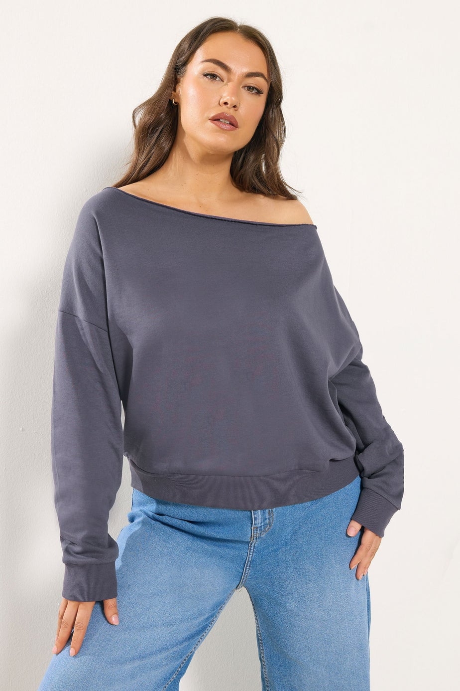 Yours Curve Grey Off Shoulder Sweatshirt
