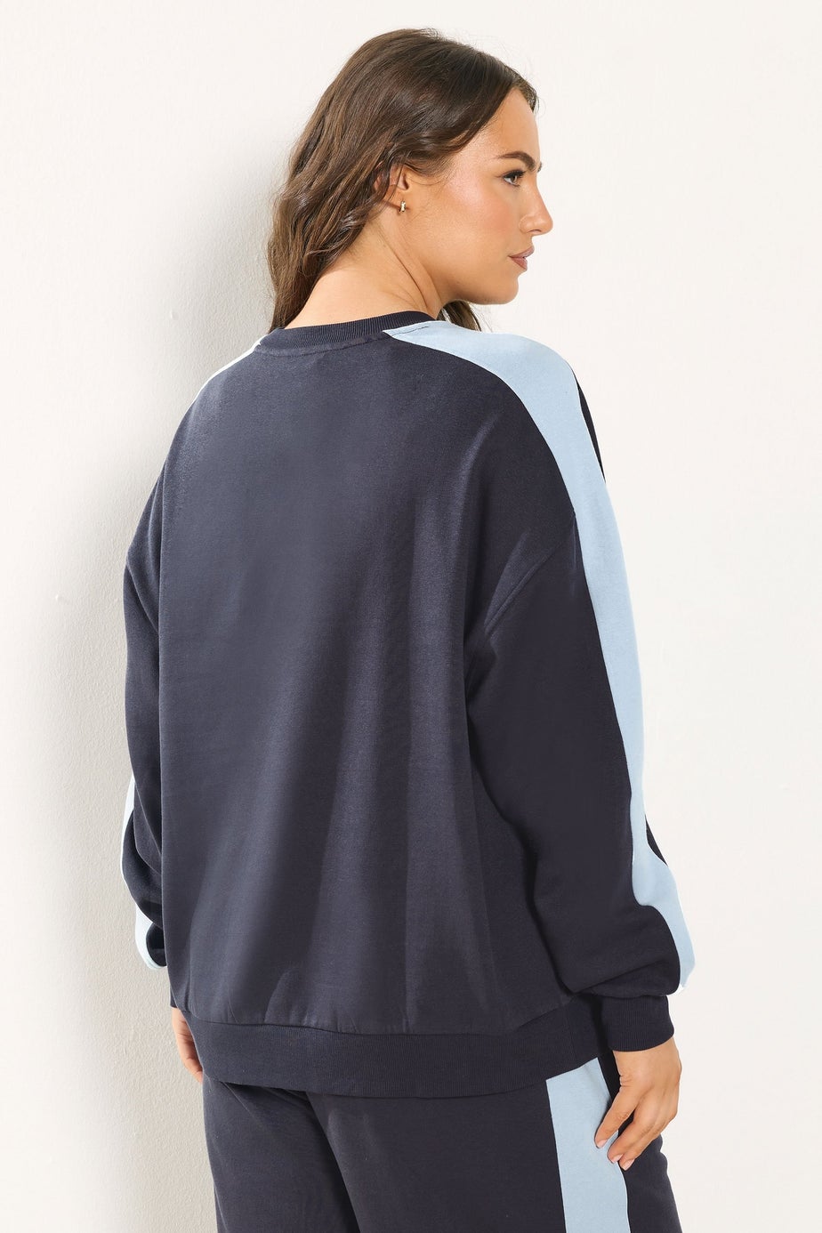 Yours Curve Navy Blue 'NYC' Side Stripe Sweatshirt
