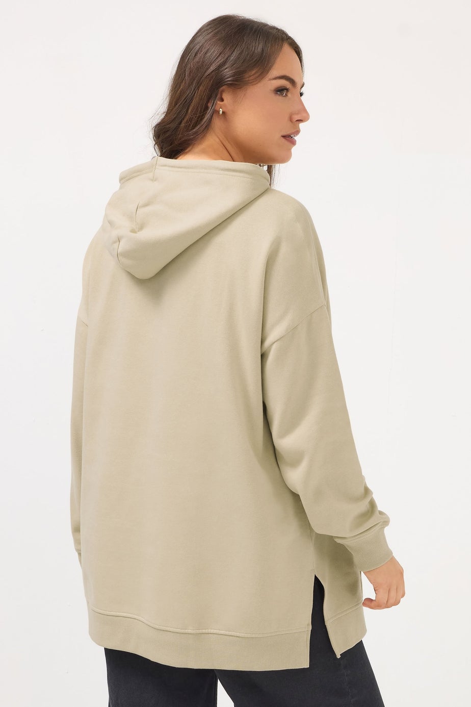 Yours Curve Beige Brown 'Palm Springs' Slogan Hoodie