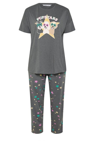 Yours Curve Charcoal Grey 'Pupstars' Pyjama Set