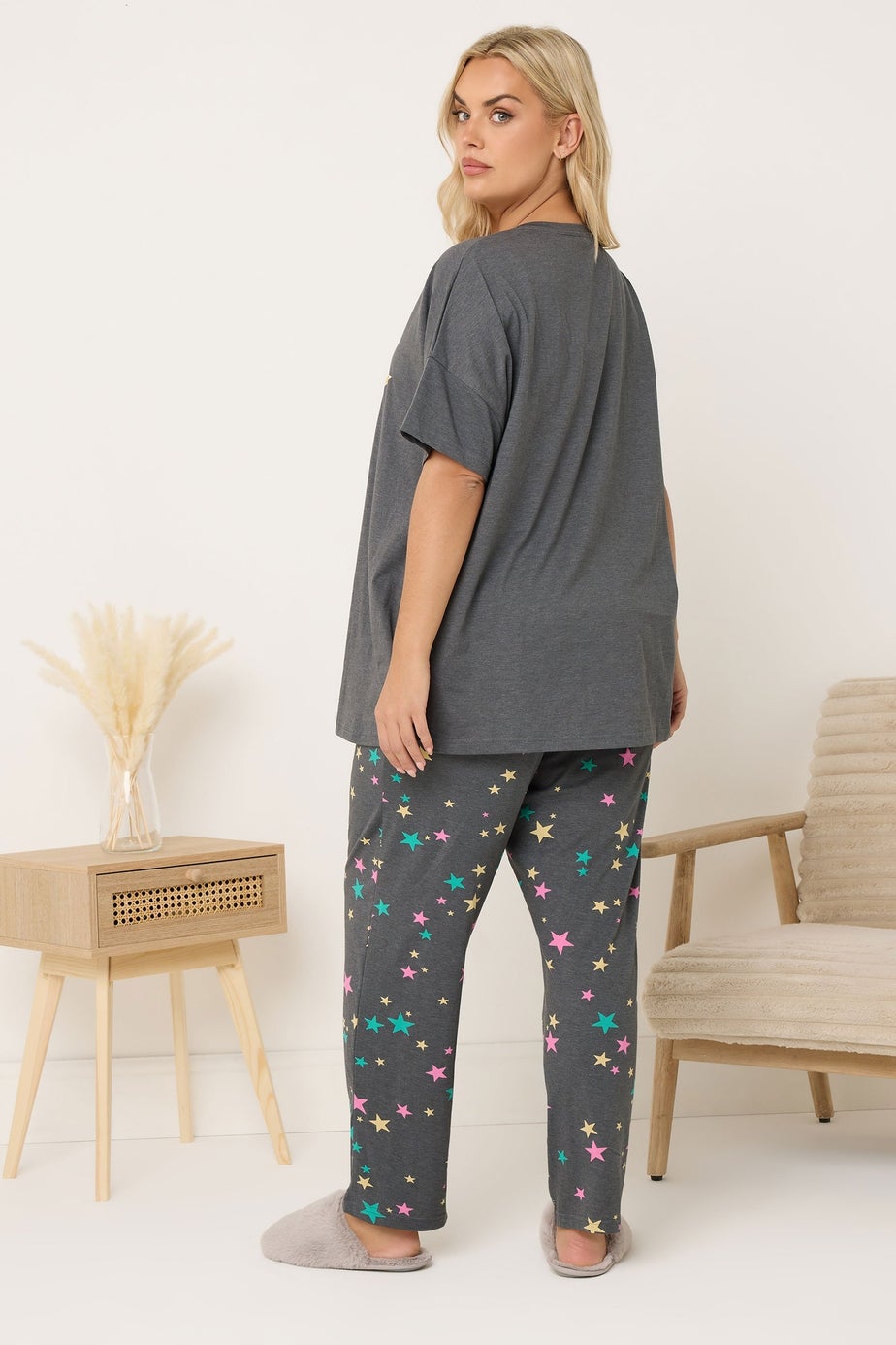 Yours Curve Charcoal Grey 'Pupstars' Pyjama Set