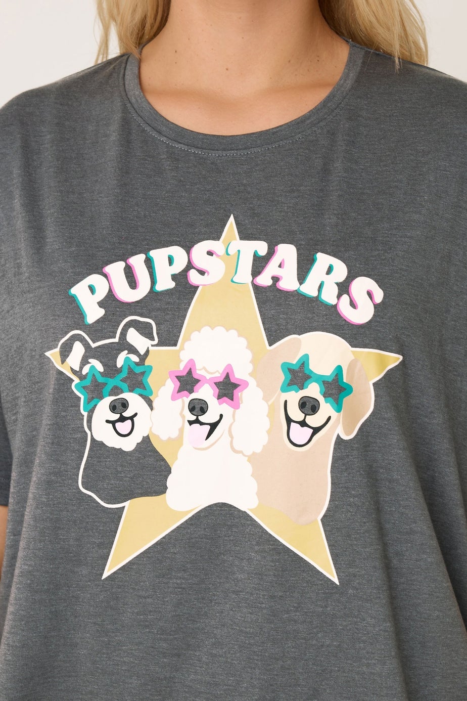 Yours Curve Charcoal Grey 'Pupstars' Pyjama Set