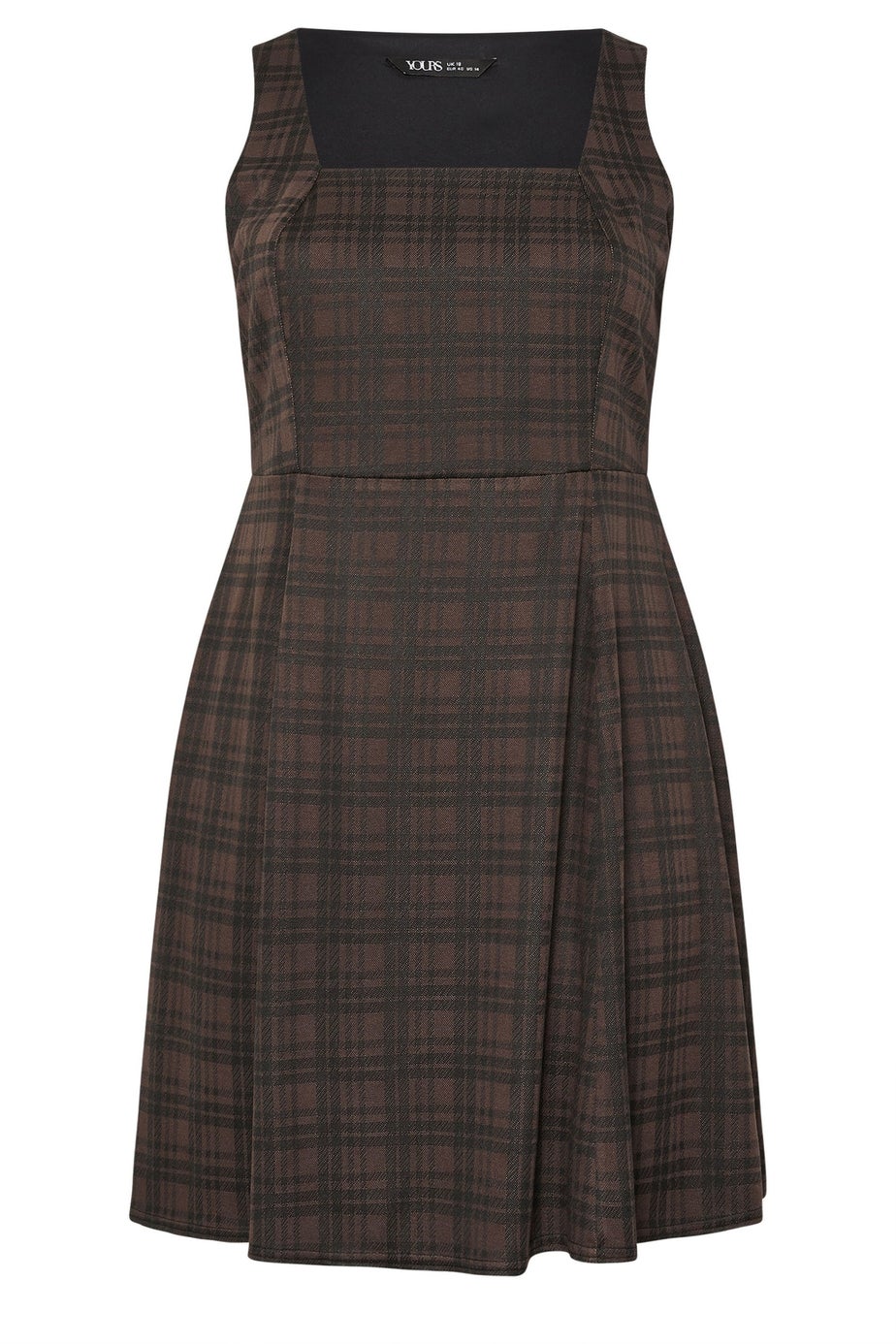 Yours Curve Chocolate Brown Check Pinafore Dress