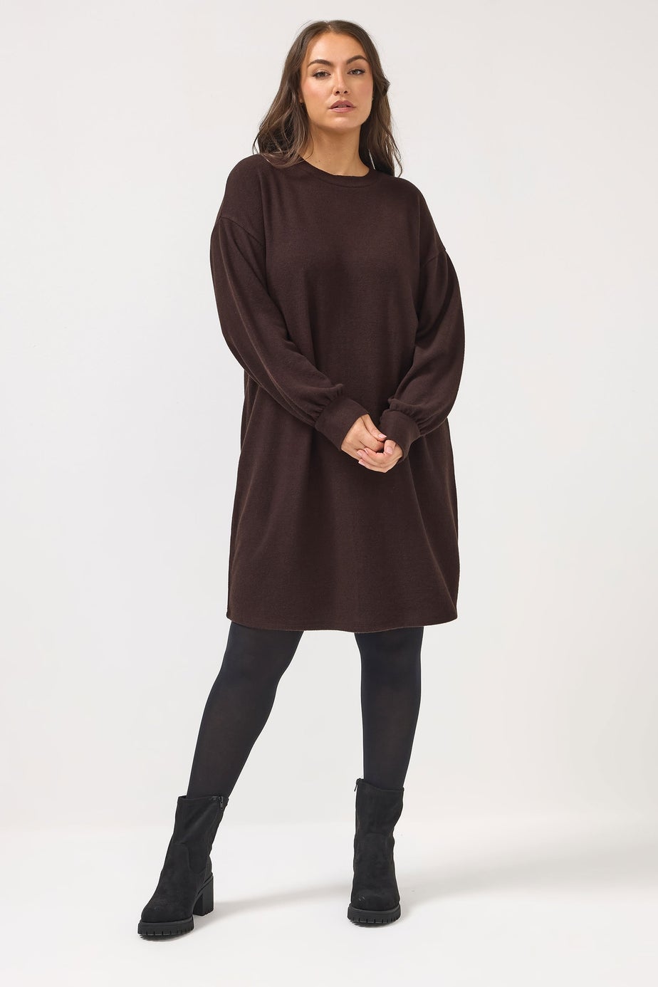 Yours Curve Chocolate Brown Sweatshirt Dress