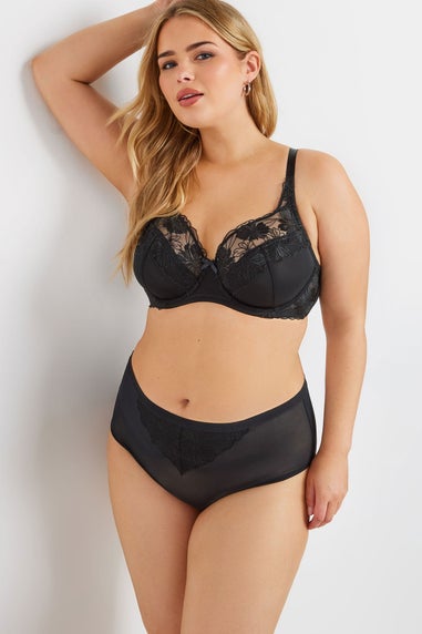 Yours 2 Pack Curve Purple & Black Floral Lace Briefs