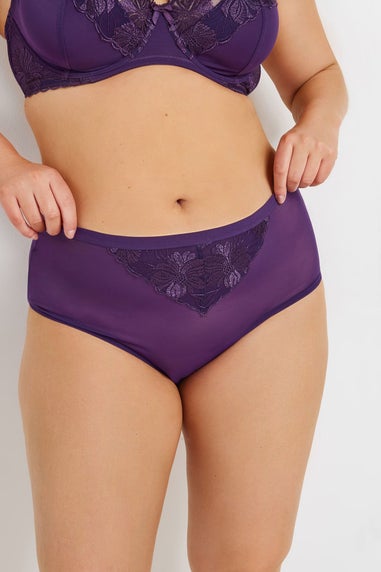 Yours 2 Pack Curve Purple & Black Floral Lace Briefs