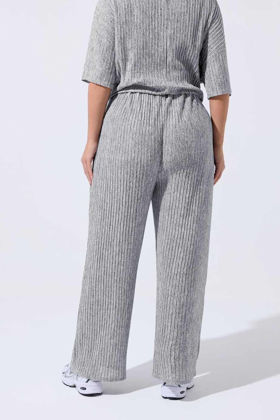 Yours Limited Curve Grey Plisse Wide Leg Trousers