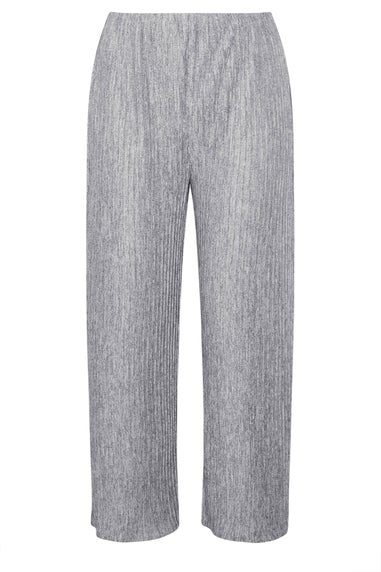 Yours Limited Curve Grey Plisse Wide Leg Trousers