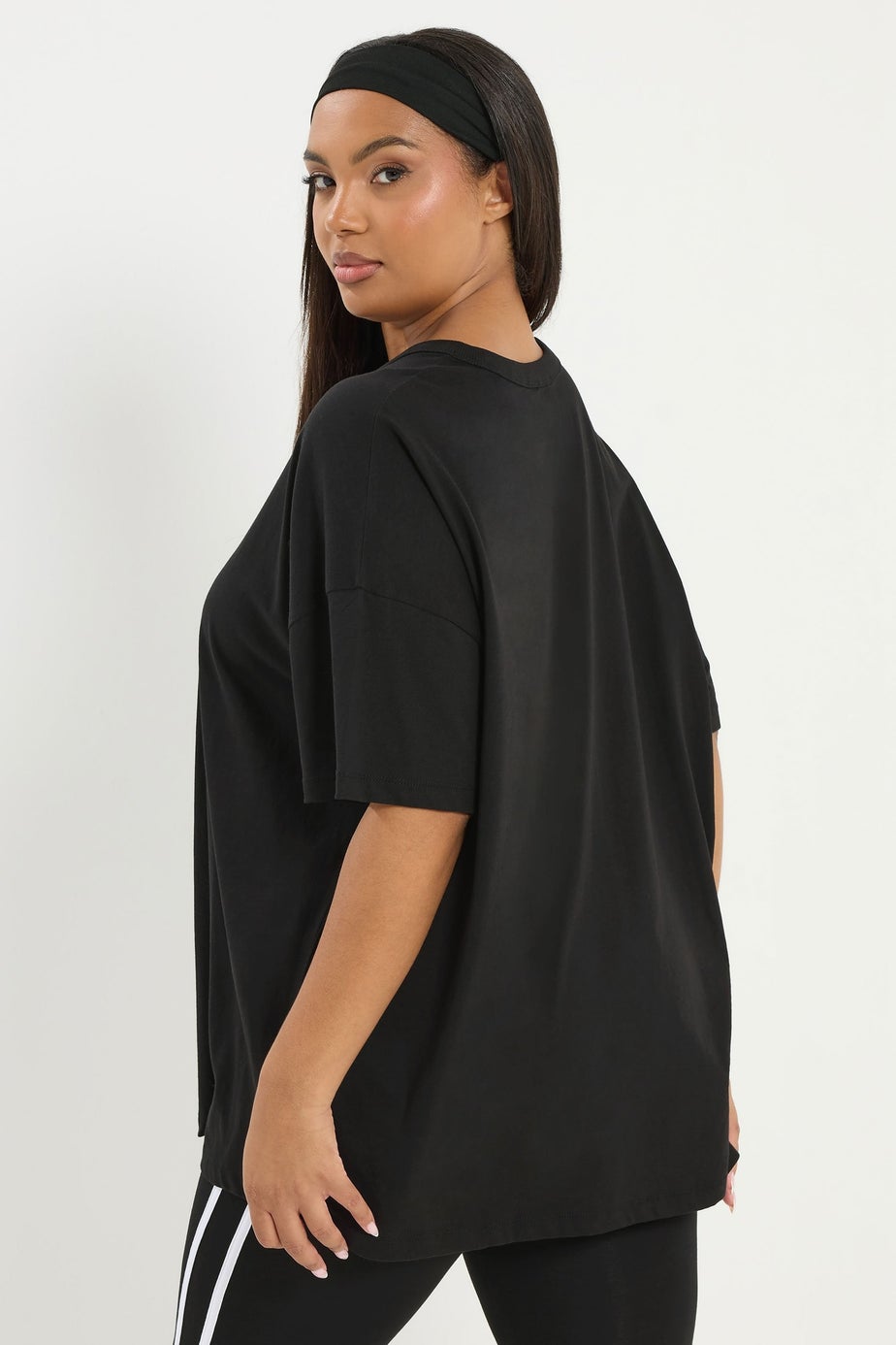 Yours Active Curve Black 'Feel Good Vibe' T-Shirt