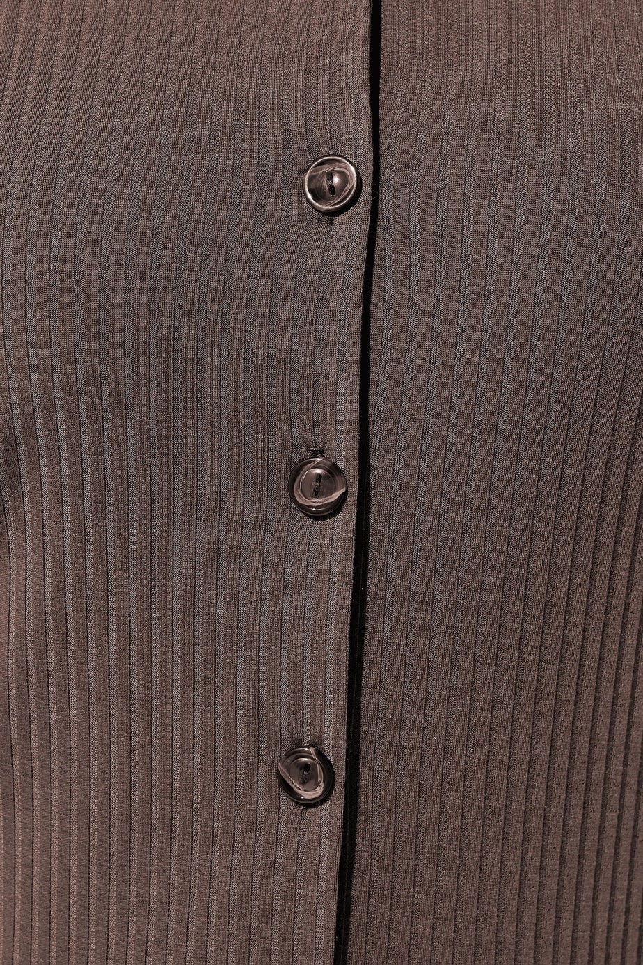 Yours Limited Curve Brown Ribbed Button Through Top