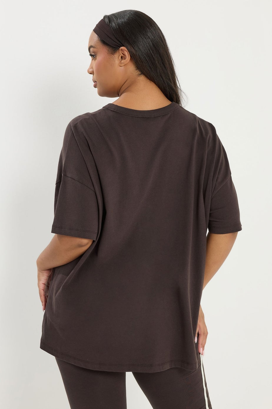Yours Active Curve Chocolate Brown 'Wellness Studio' T-Shirt