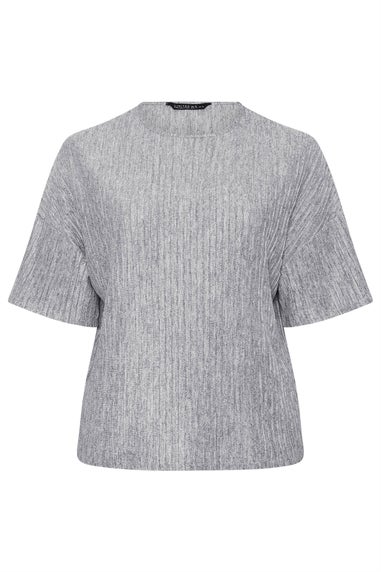 Yours Limited Curve Grey Plisse Top