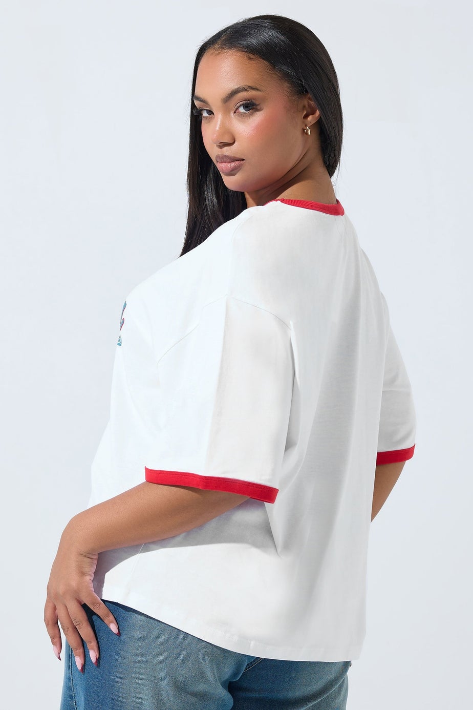 Yours Limited Curve White 'California' Varsity Ringer T-Shirt