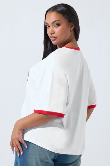 Yours Limited Curve White 'California' Varsity Ringer T-Shirt