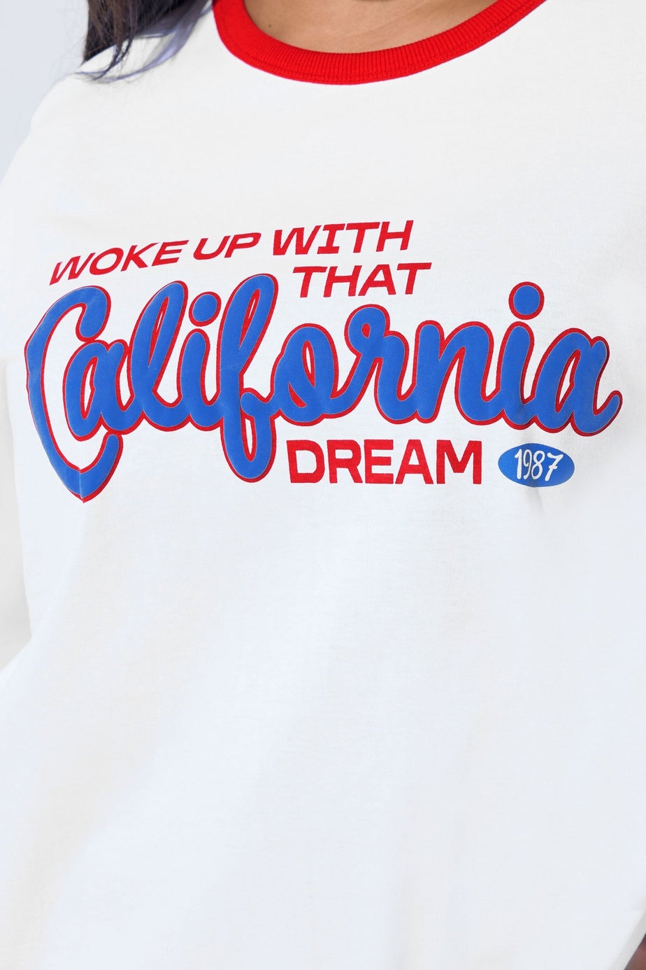 Yours Limited Curve White 'California' Varsity Ringer T-Shirt
