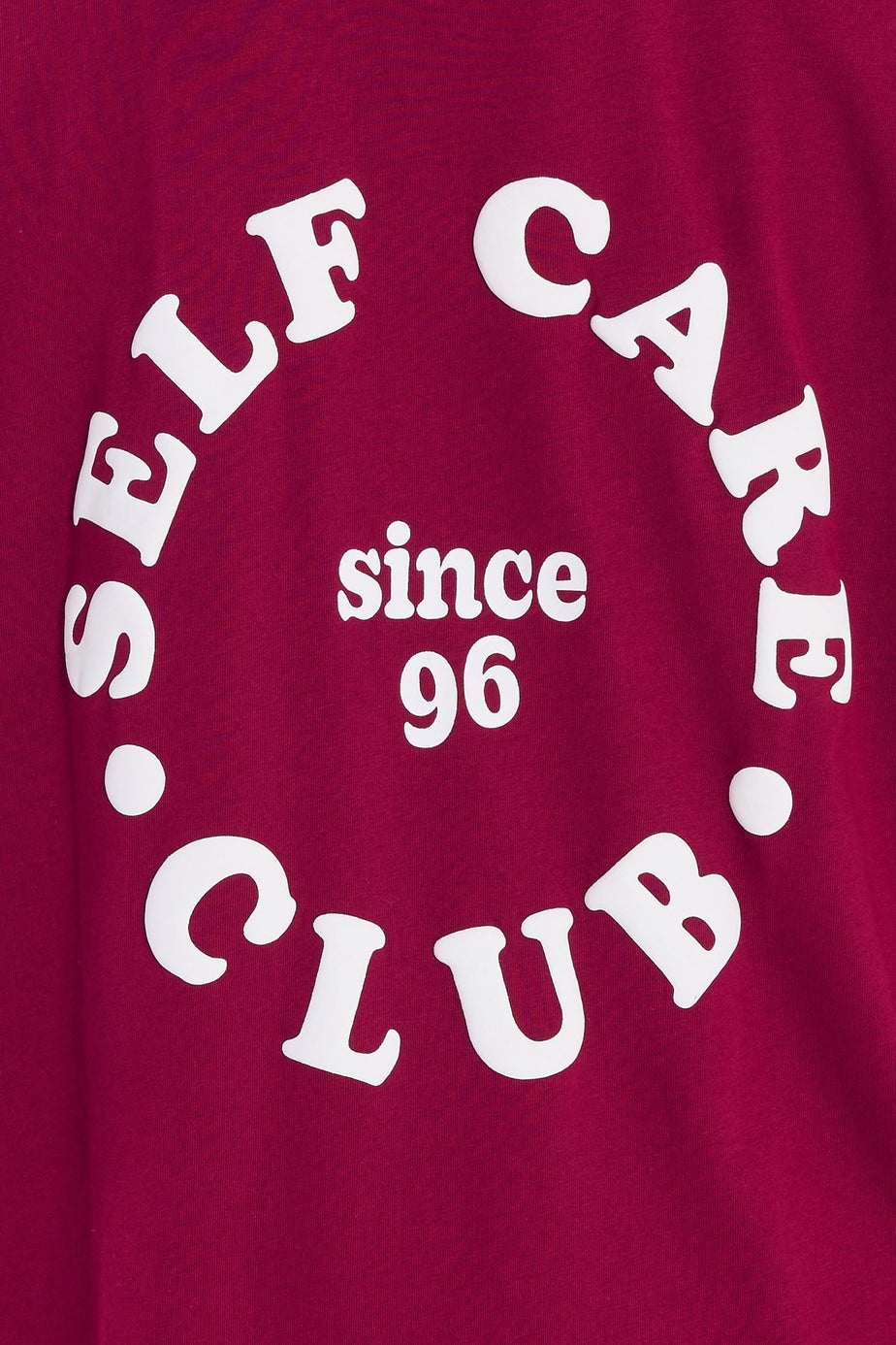 Yours Active Curve Burgundy Red 'Self Care Club' T-Shirt