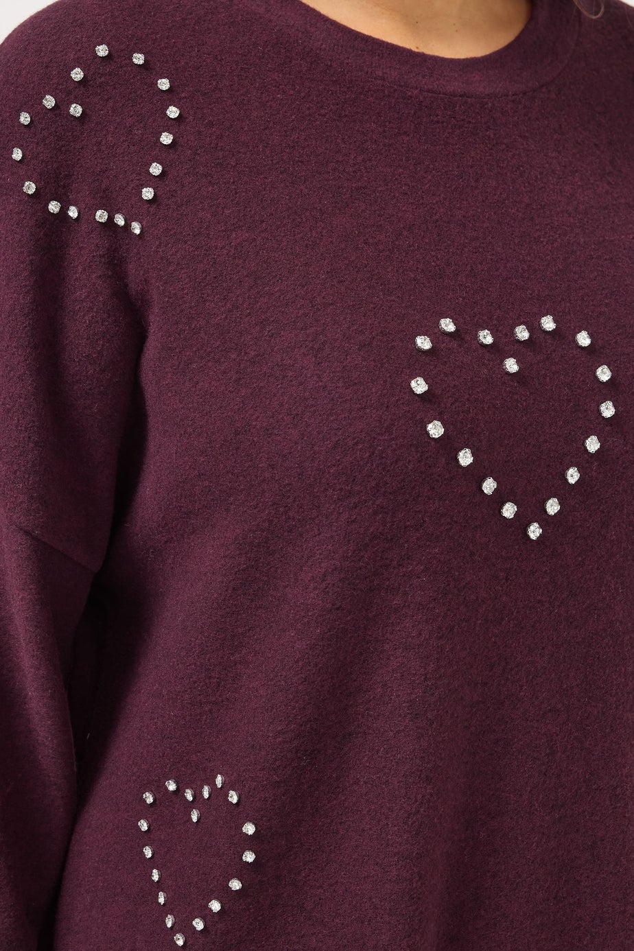 Yours Curve Purple Diamante Soft Touch Jumper