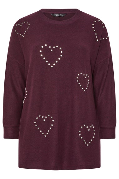 Yours Curve Purple Diamante Soft Touch Jumper