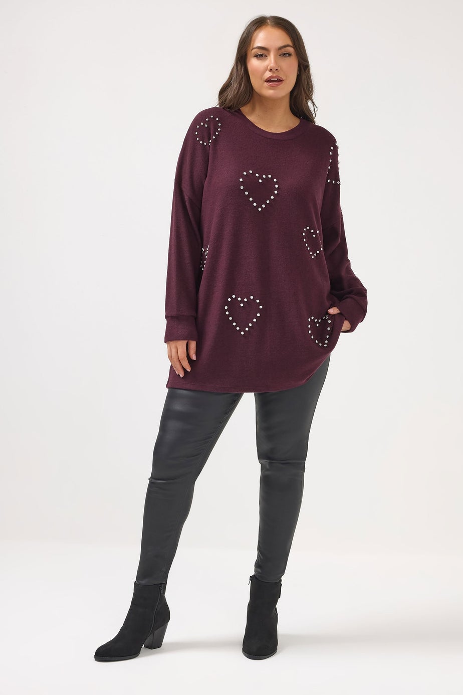 Yours Curve Purple Diamante Soft Touch Jumper