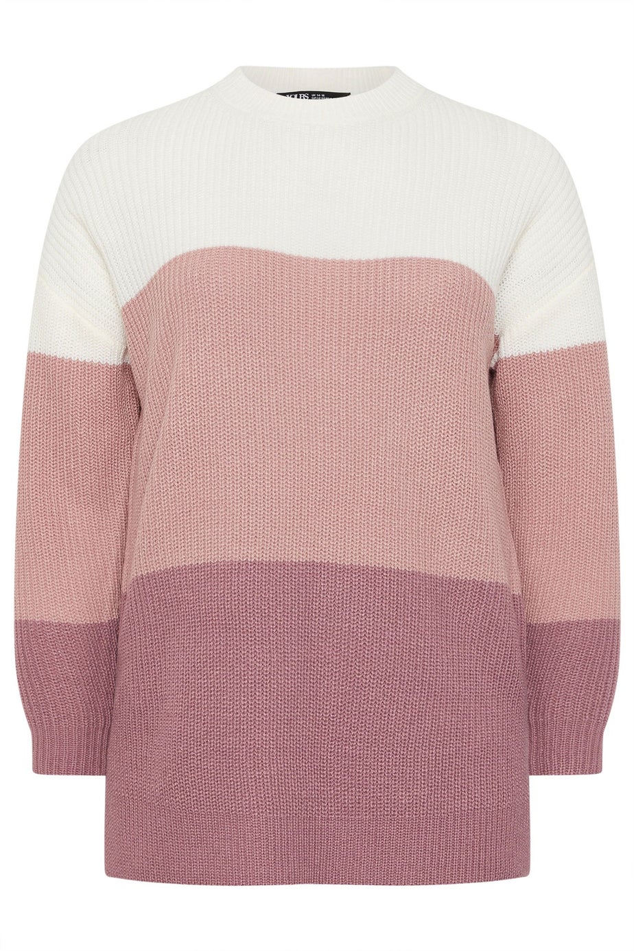 Yours Curve Pink & Cream Colourblock Stripe Jumper
