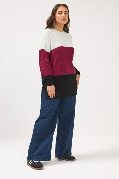 Yours Curve Red Colourblock Jumper
