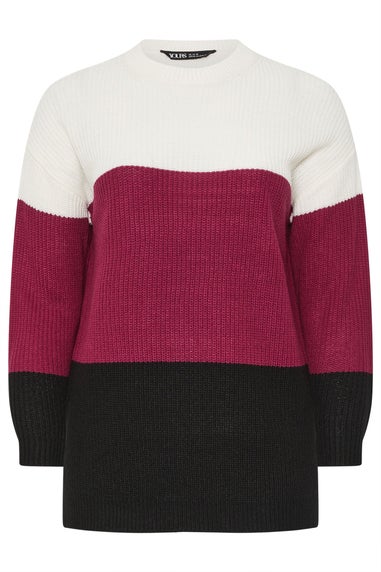 Yours Curve Red Colourblock Jumper