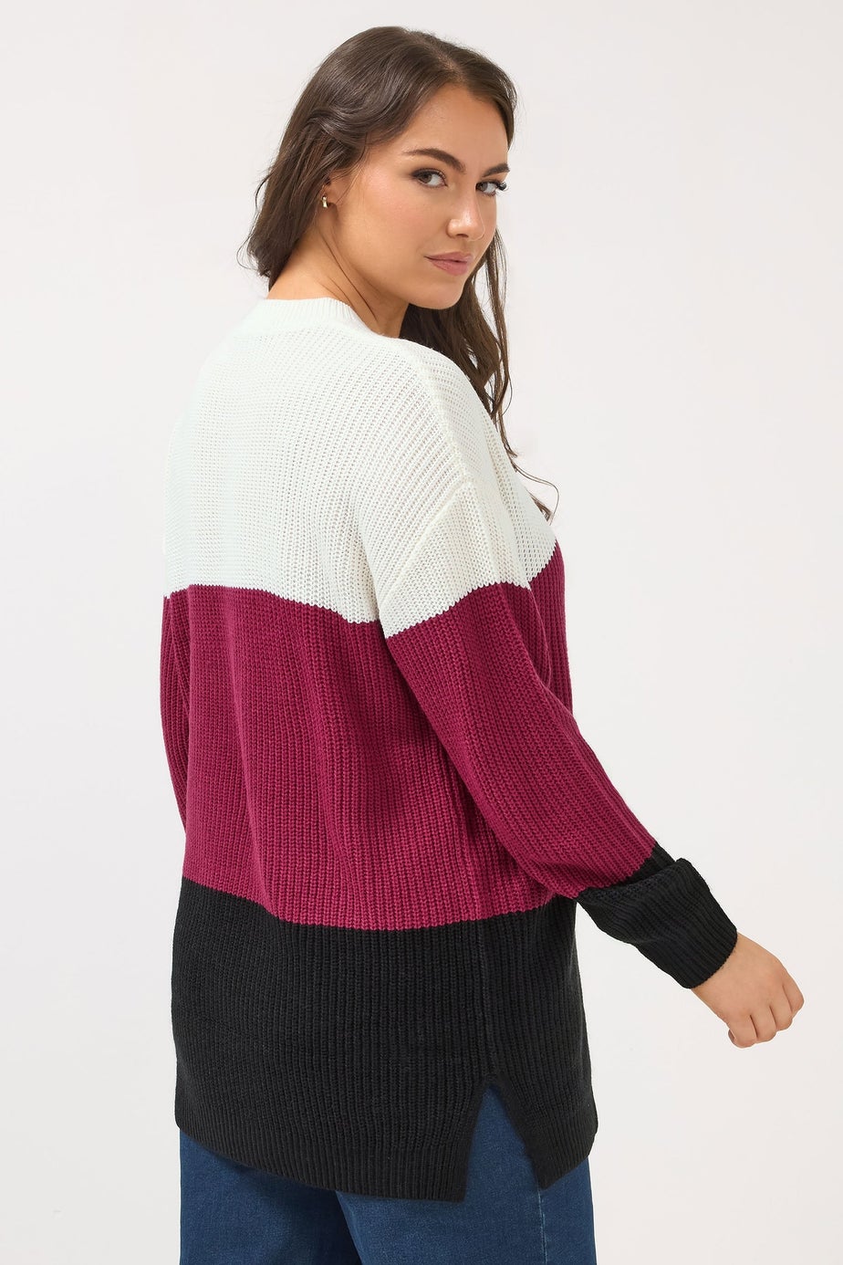 Yours Curve Red Colourblock Jumper