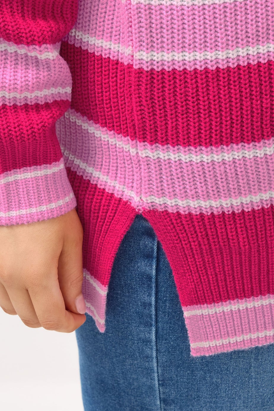 Yours Curve Pink Stripe Drop Shoulder Jumper