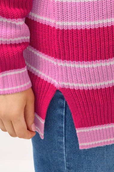Yours Curve Pink Stripe Drop Shoulder Jumper