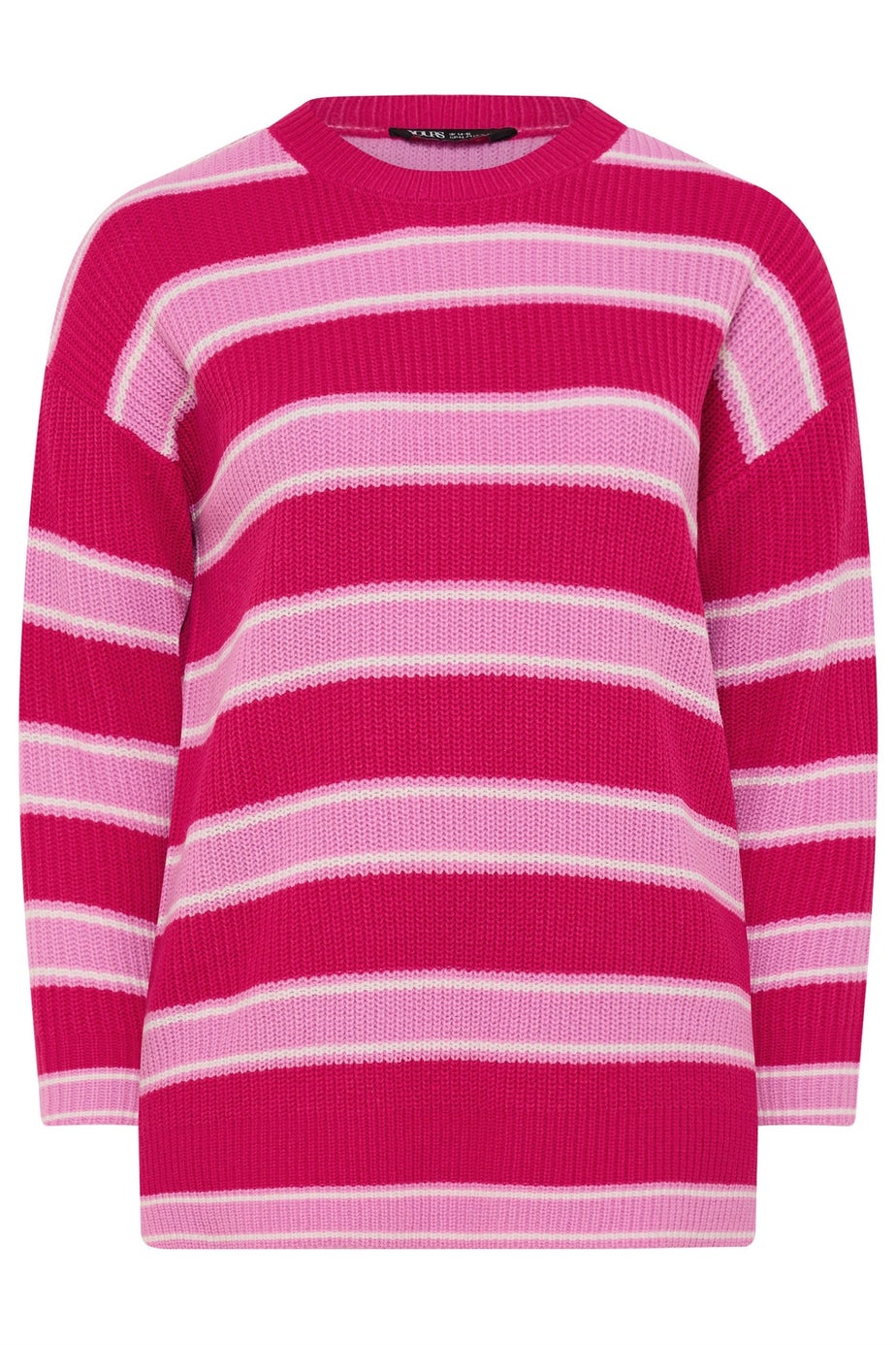 Yours Curve Pink Stripe Drop Shoulder Jumper