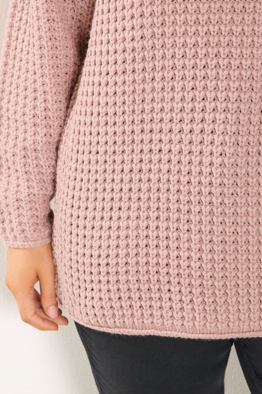 Yours Curve Light Pink Waffle Knit Jumper