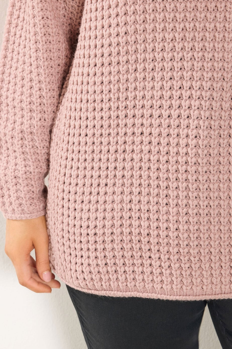 Yours Curve Light Pink Waffle Knit Jumper