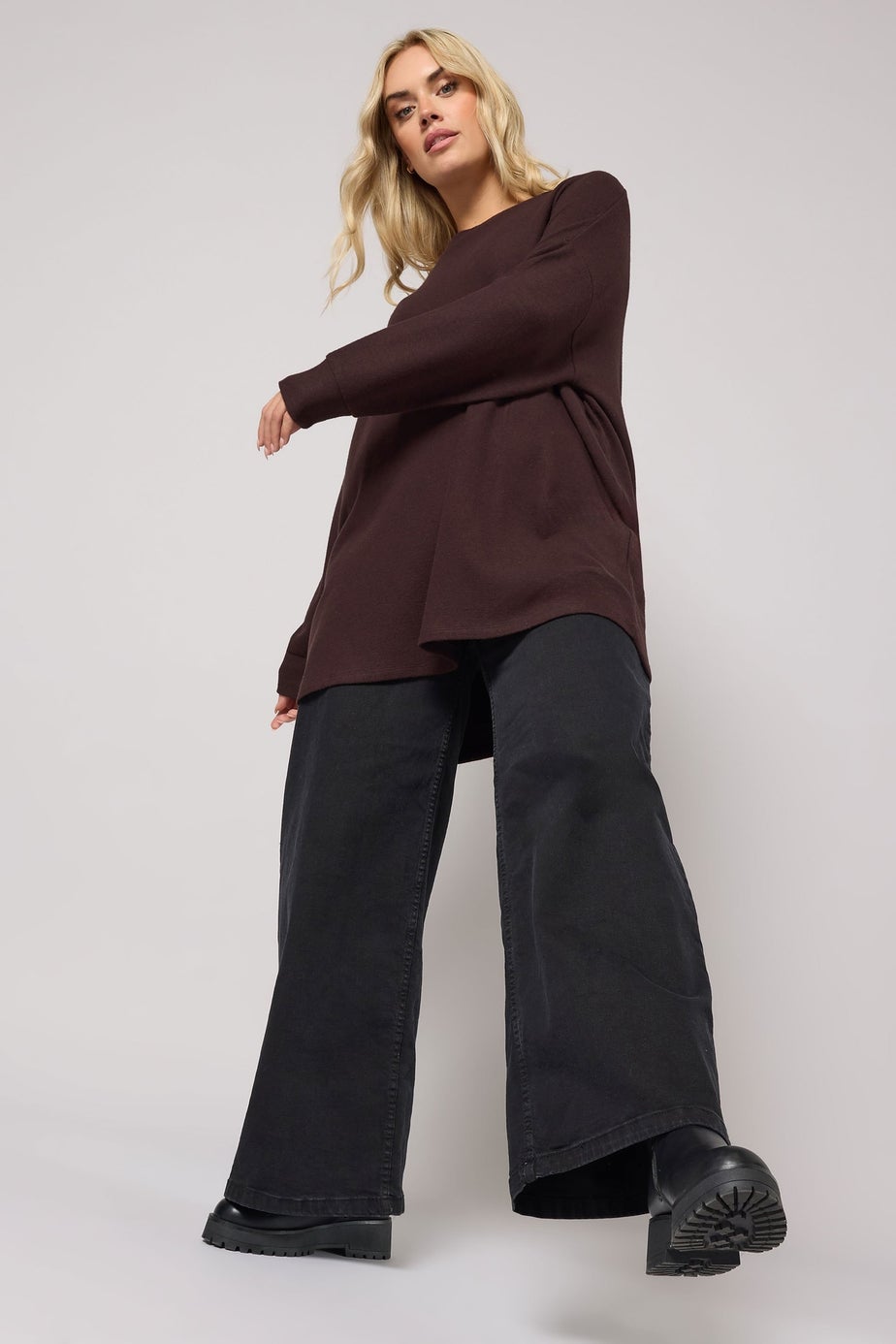 Yours Curve Chocolate Brown Soft Touch Jumper