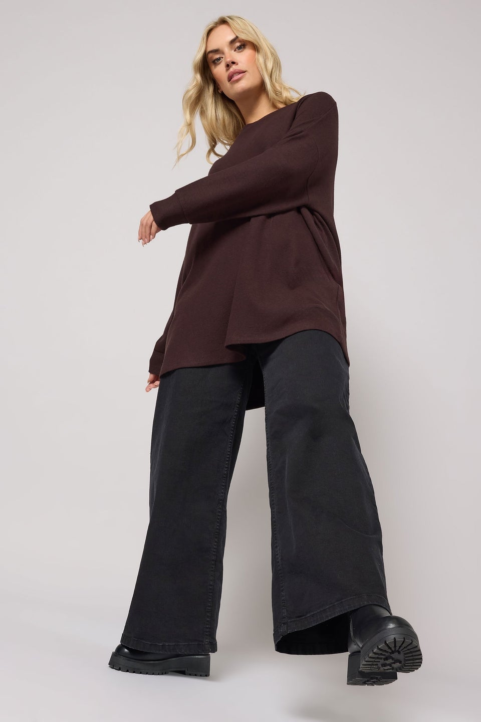 Yours Curve Chocolate Brown Soft Touch Jumper