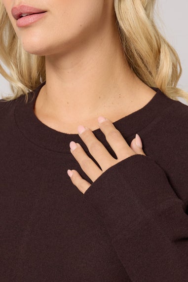 Yours Curve Chocolate Brown Soft Touch Jumper