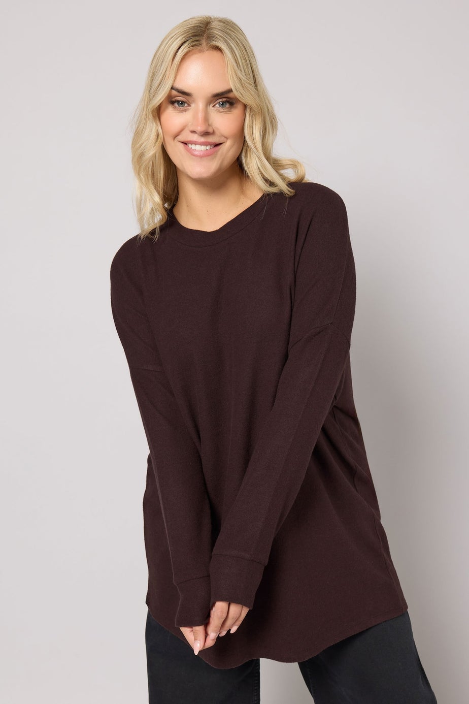 Yours Curve Chocolate Brown Soft Touch Jumper