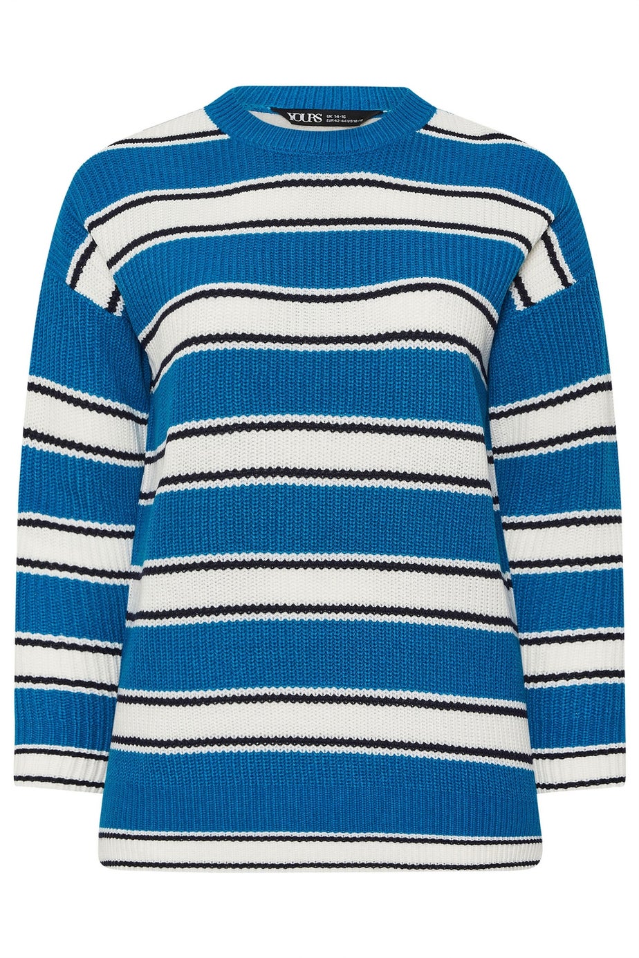 Yours Curve Blue Stripe Knitted Jumper