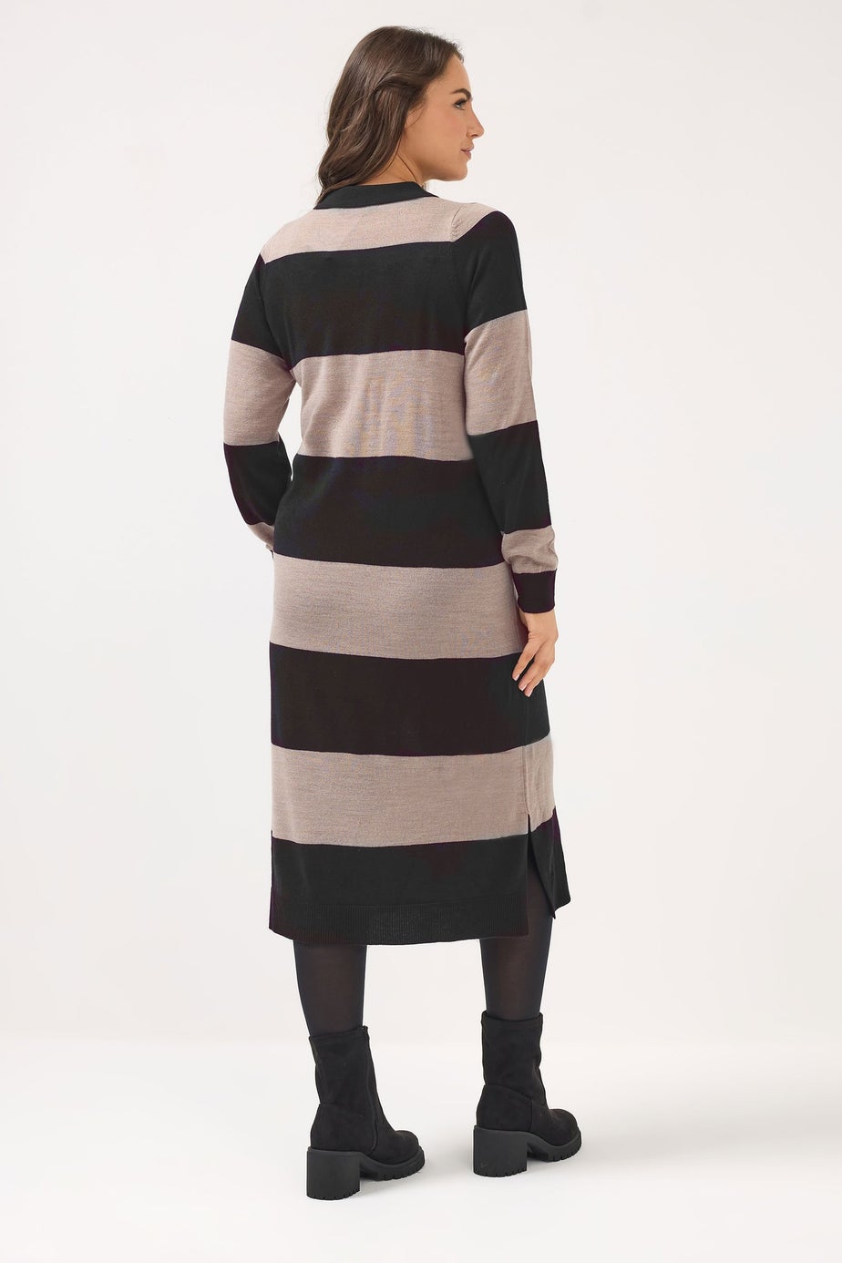 Yours Curve Black Rugby Collar Knitted Jumper Dress