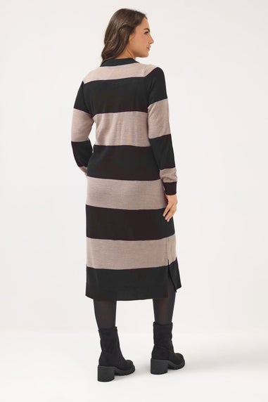 Yours Curve Black Rugby Collar Knitted Jumper Dress