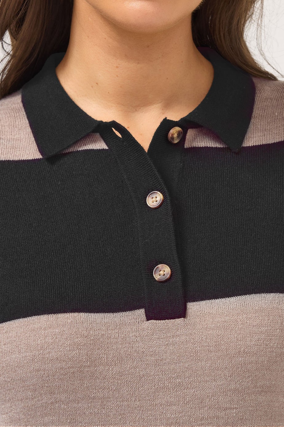 Yours Curve Black Rugby Collar Knitted Jumper Dress