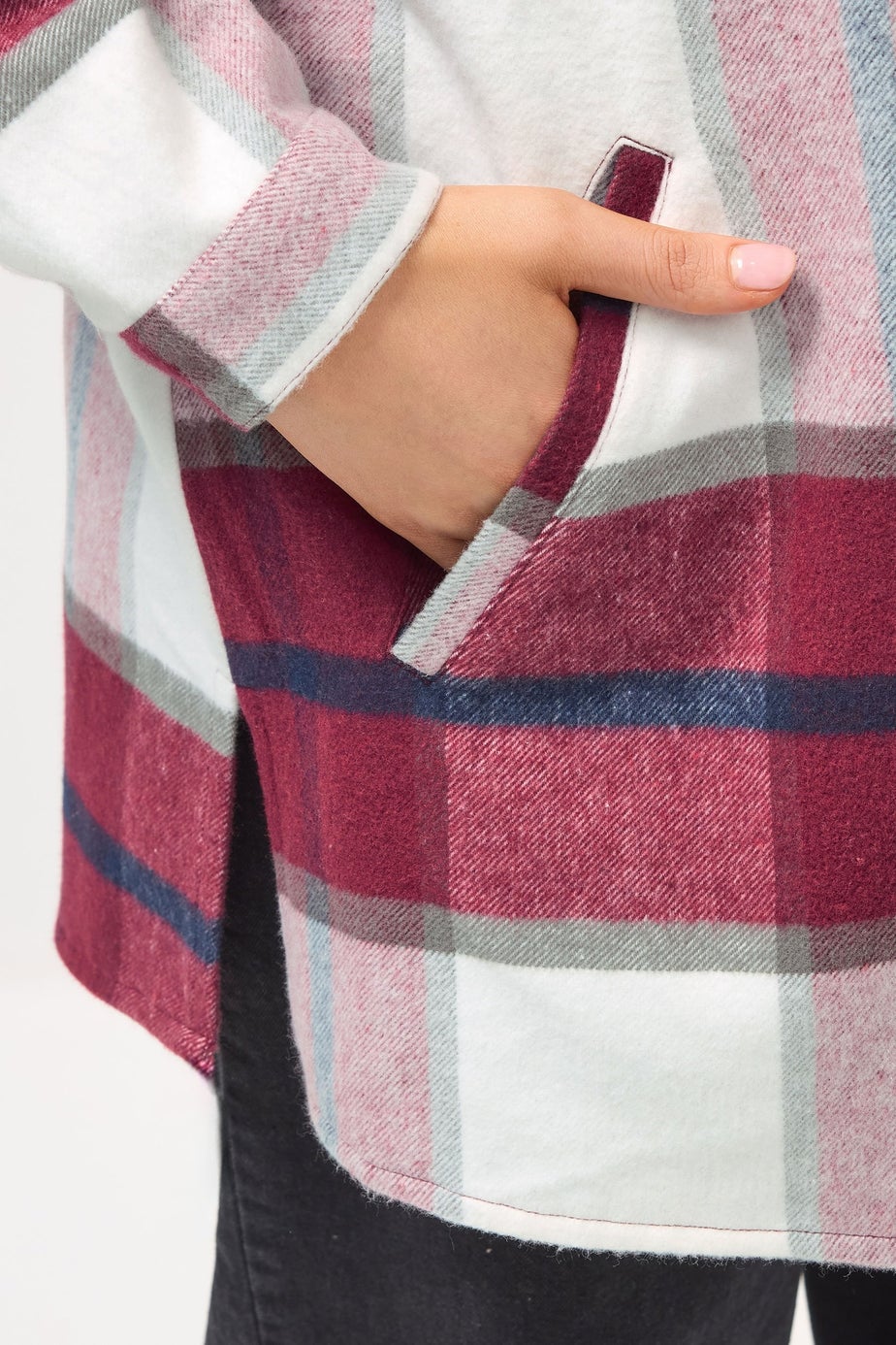 Yours Curve Red & White Check Shacket