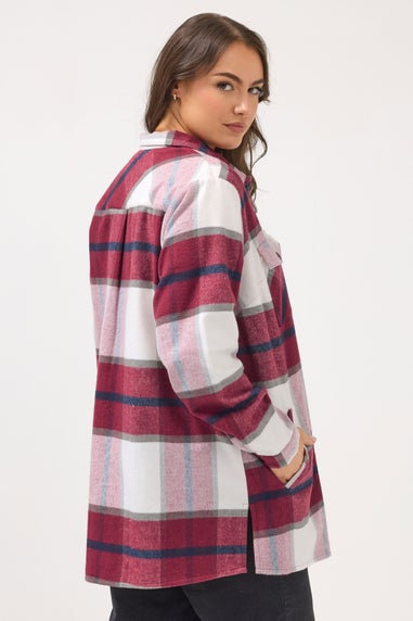 Yours Curve Red & White Check Shacket