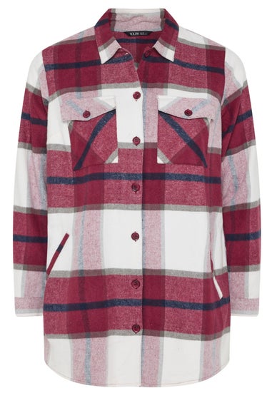 Yours Curve Red & White Check Shacket