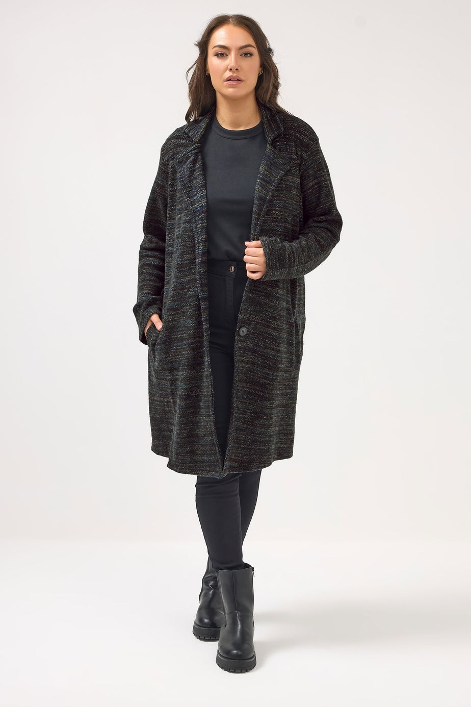 Yours Luxury Curve Black Button Through Jacket