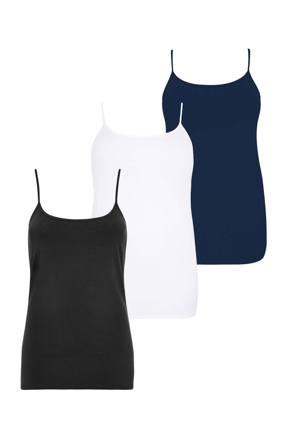 Yours 3 Pack Curve Black & Navy Blue Cami Tops