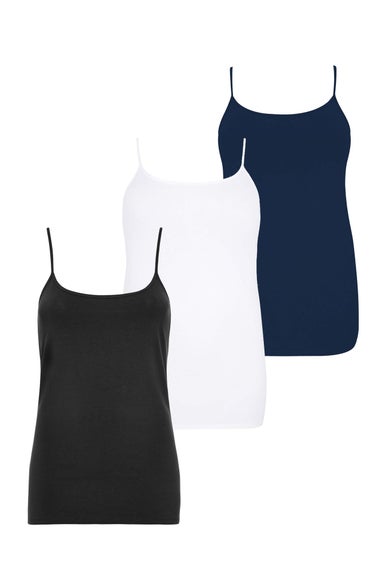 Yours 3 Pack Curve Black & Navy Blue Cami Tops
