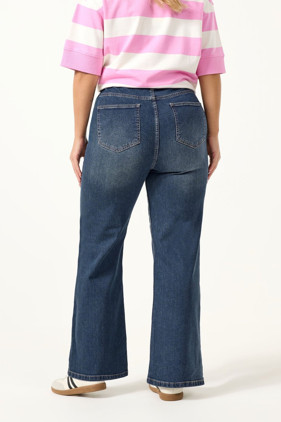 Yours Curve Indigo Blue Faded Wide Leg Jeans