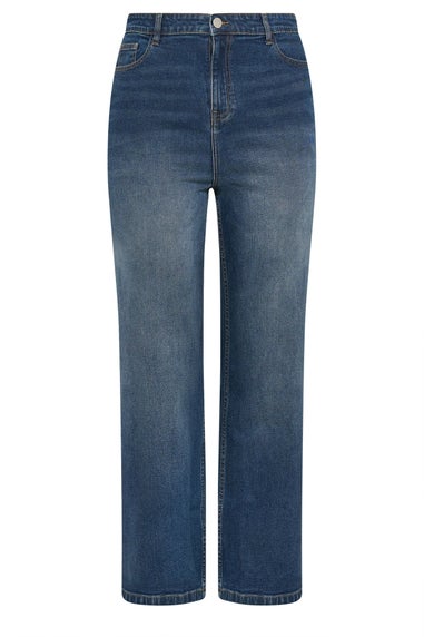 Yours Curve Indigo Blue Faded Wide Leg Jeans