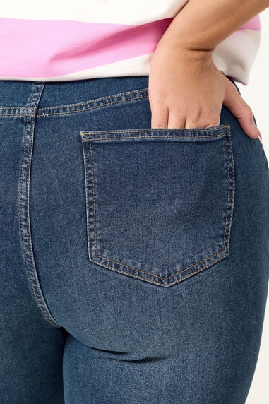 Yours Curve Indigo Blue Faded Wide Leg Jeans