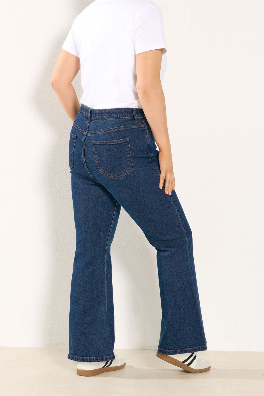 Yours Curve Mid Blue Wash Flare Stretch Jeans
